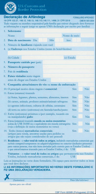 Formulario de imigracao