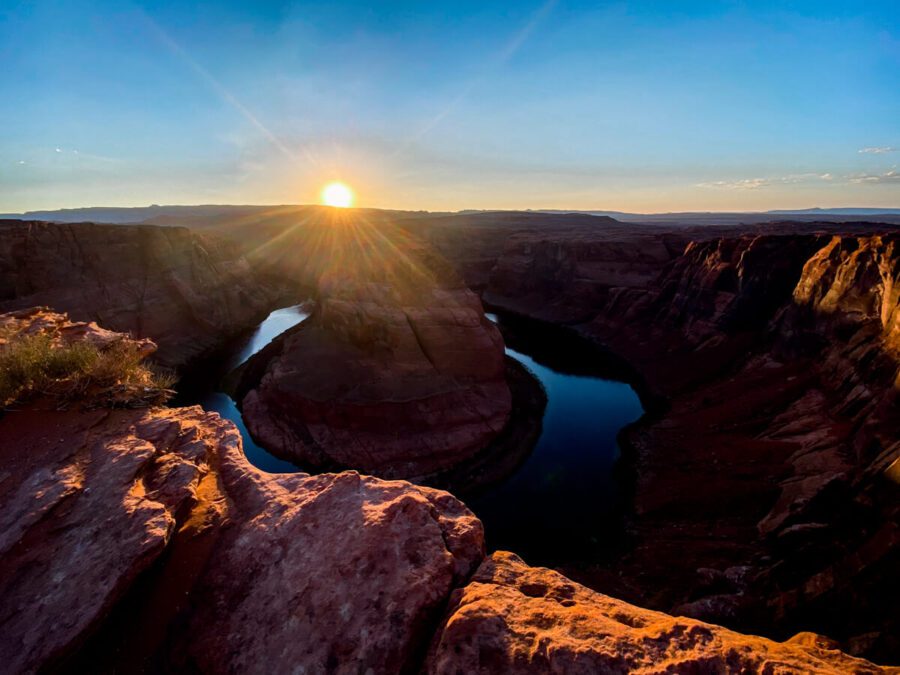 Por do sol no Horseshoe Bend