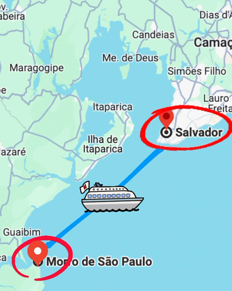 Salvador para Morro de SP de catamara